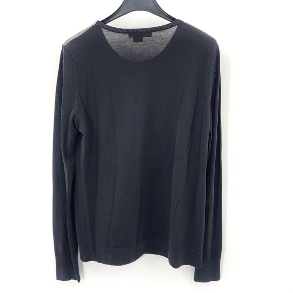 VINCE Lamb Leather Front Lightweight Wool Sweater - Picture 3 of 5